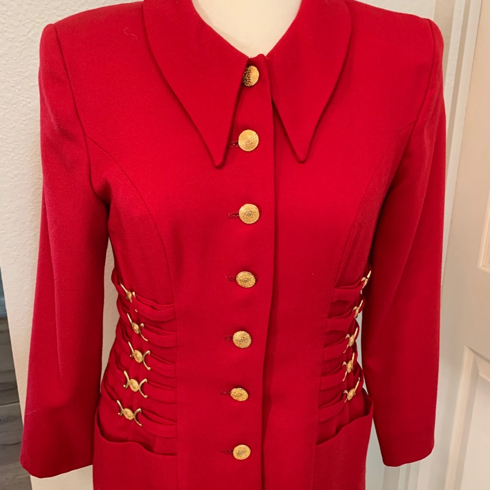 Micheal Jackson Red wool military style  wool suit jacket with vest.